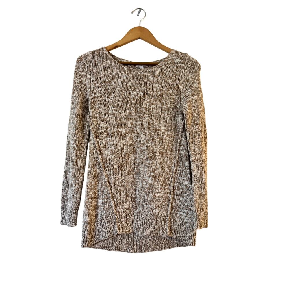 BP Nordstrom Marled Forward Seam Sweater Size S Tan‎ Cream Wool Blend
